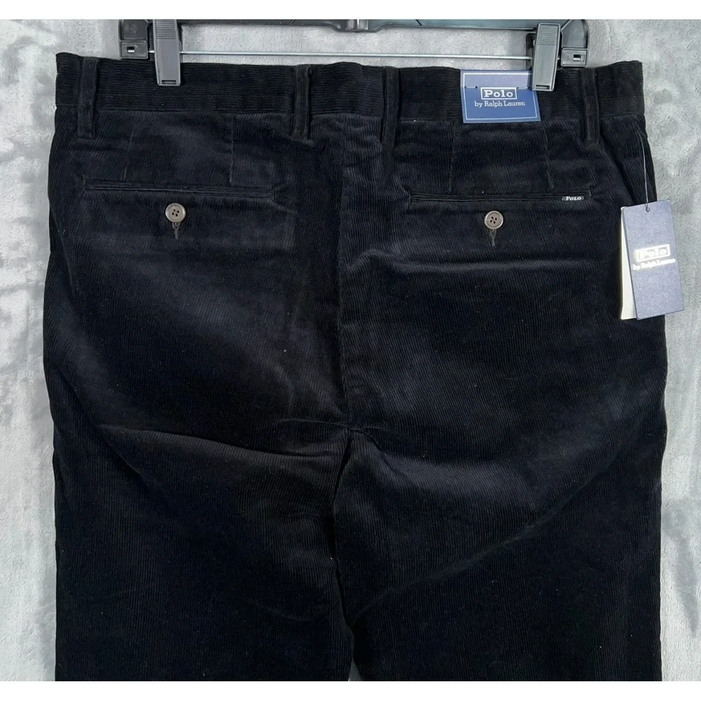 Polo Ralph Lauren Corduroy Chino‎ Pants Mens 35x32 New Black Straight Slim Fit